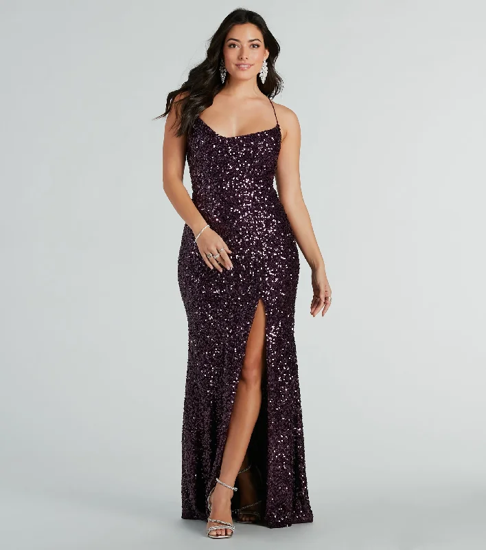 CLEARANCE - Esperanza Formal Sequin Cowl Dress