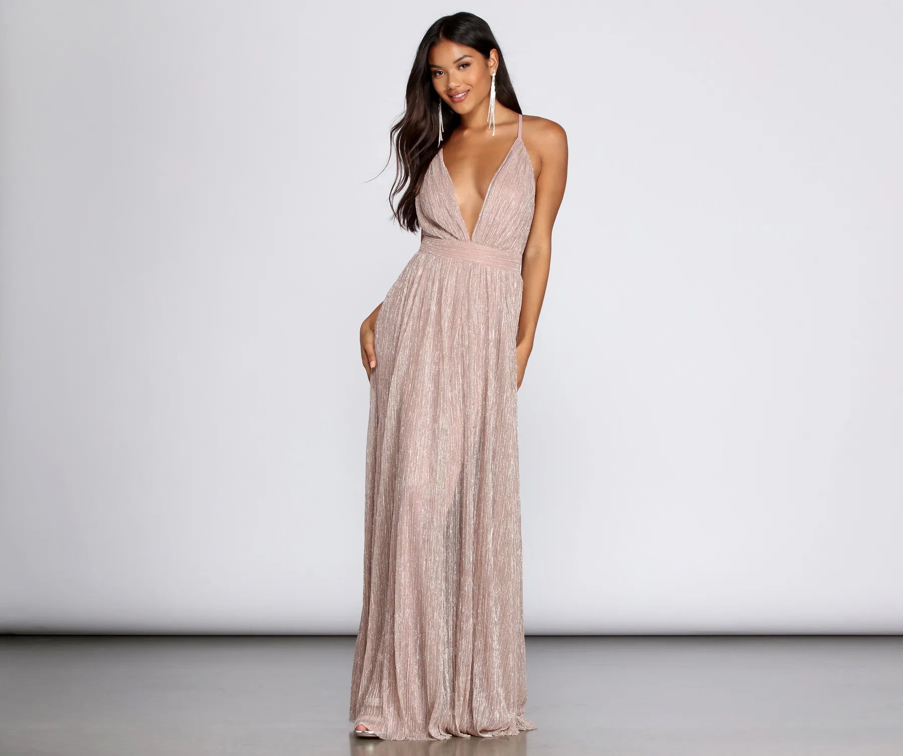 Haley Formal Shimmering Metallic Dress