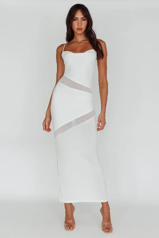 Sun Kissed Cowl Tied Back Maxi Dress White