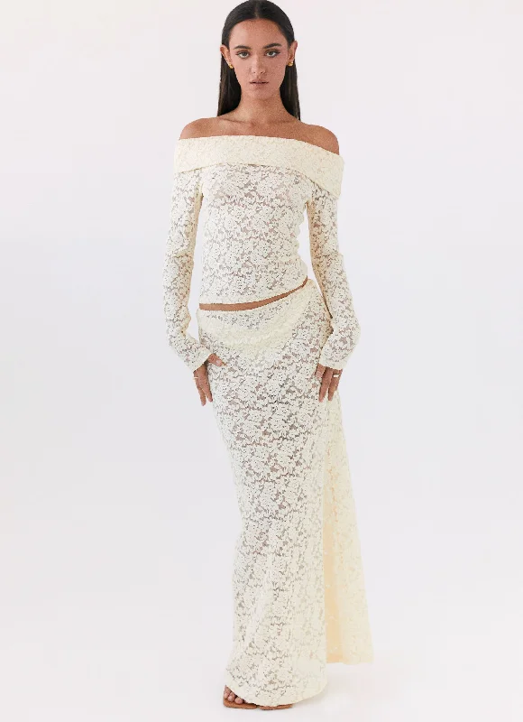 Zephyra Lace Maxi Skirt - Natural