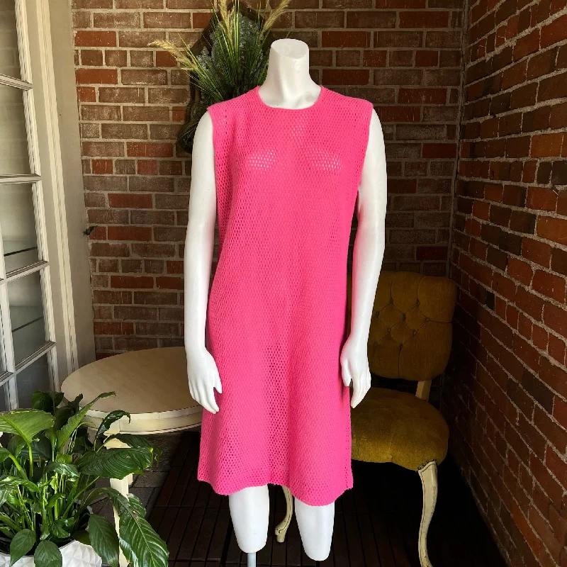 1960s Hot Pink Mesh Dress