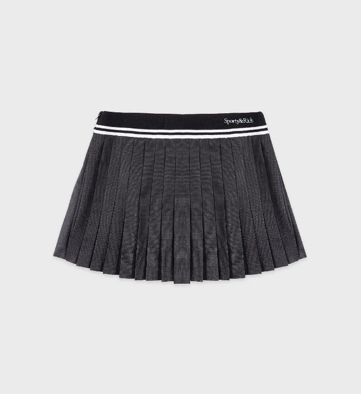 Abigail Wool Pleated Skirt - Grey Check/Off White