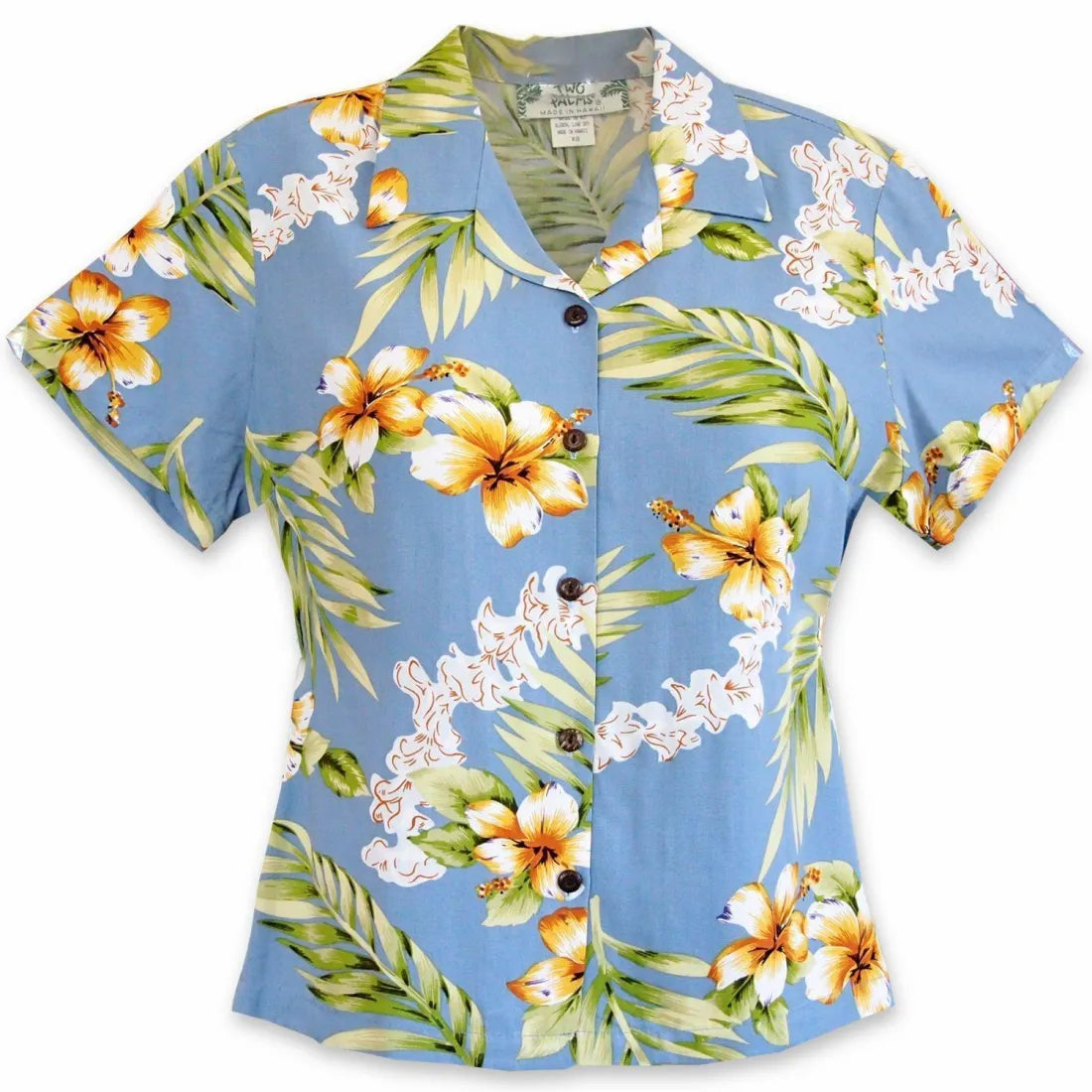 Atoll Blue Lady's Hawaiian Rayon Blouse