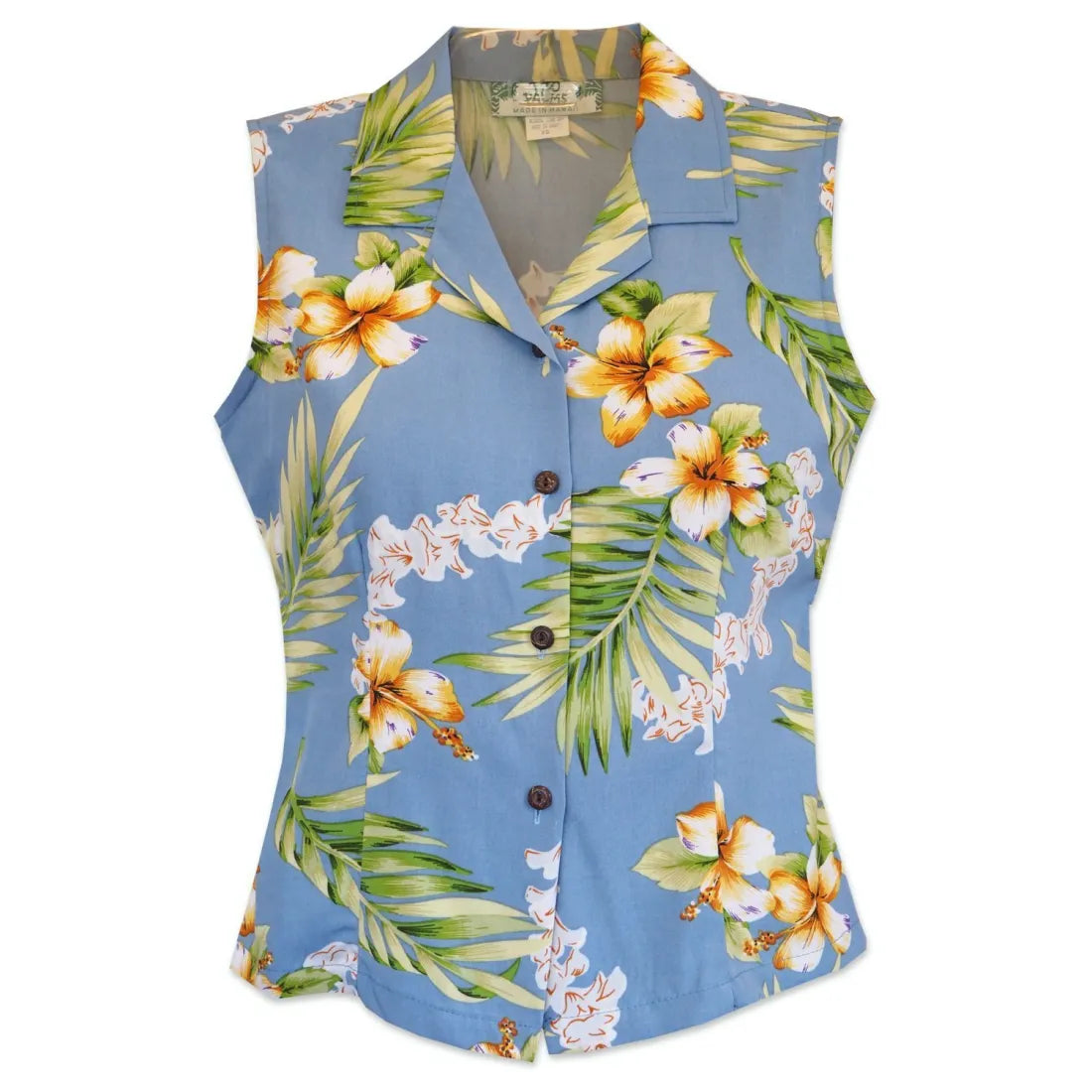 Atoll Blue Lady's Hawaiian Sleeveless Blouse