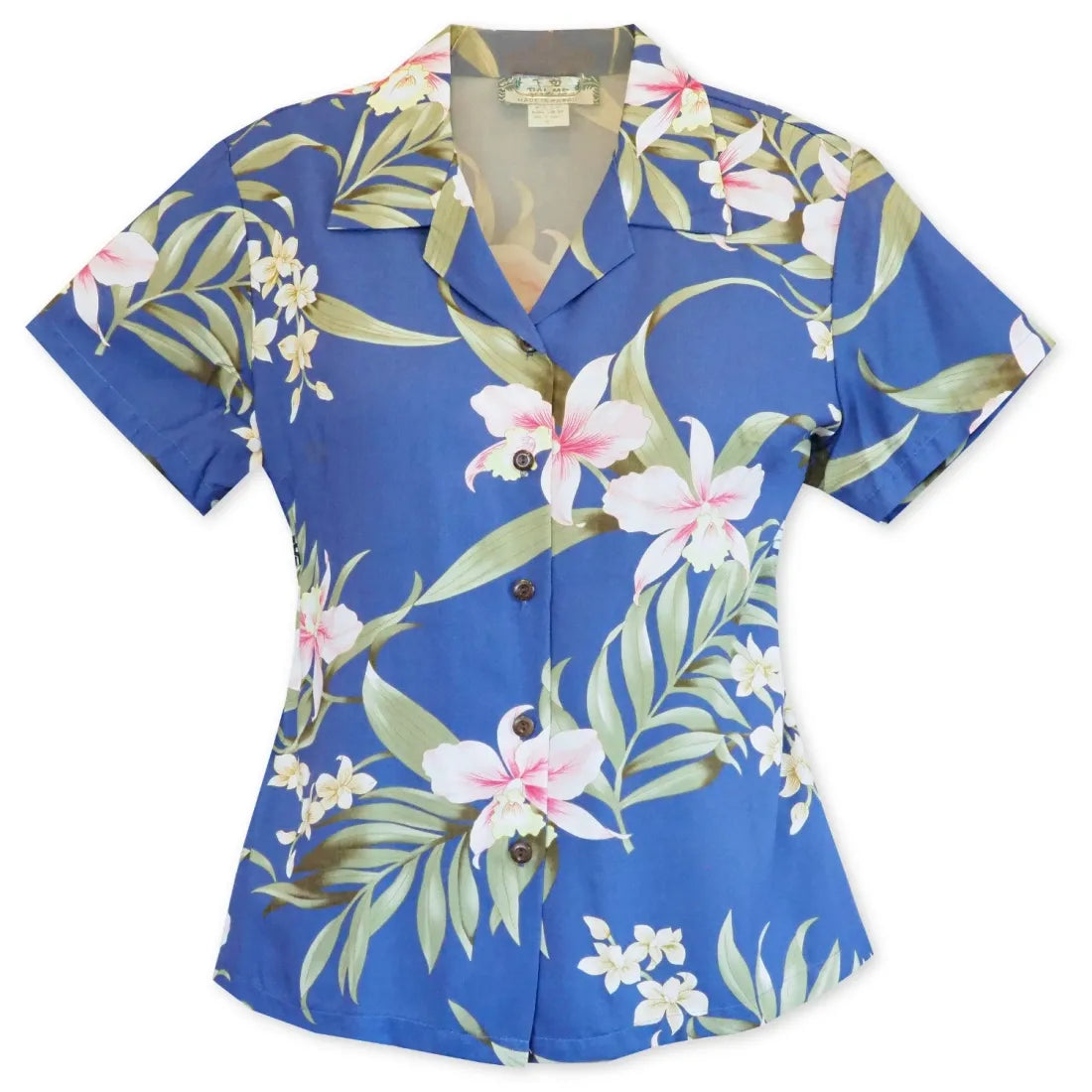 Bamboo Orchid Blue Lady's Hawaiian Rayon Blouse