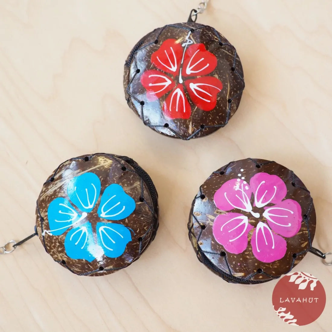 Blue Hibiscus Coconut Coin Purse + Keychain