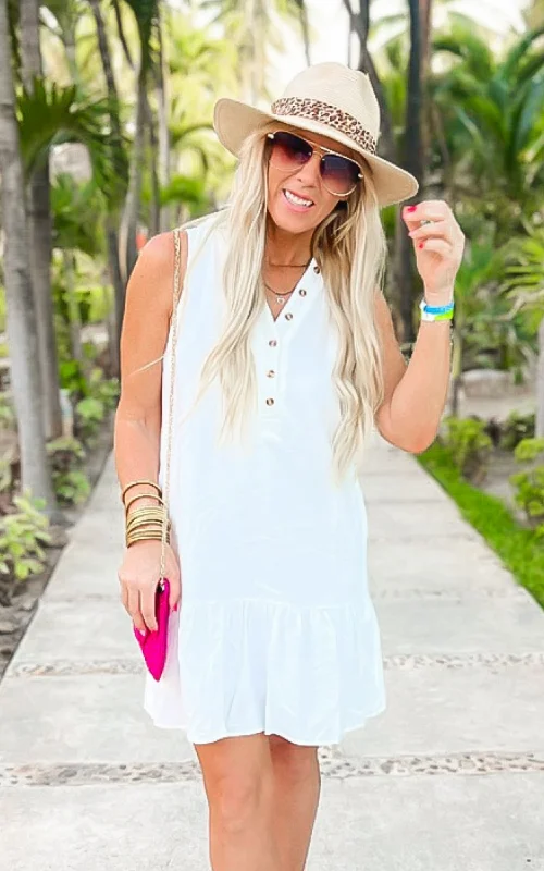 Eastern Shores Solid Button Down Dress - Final Sale