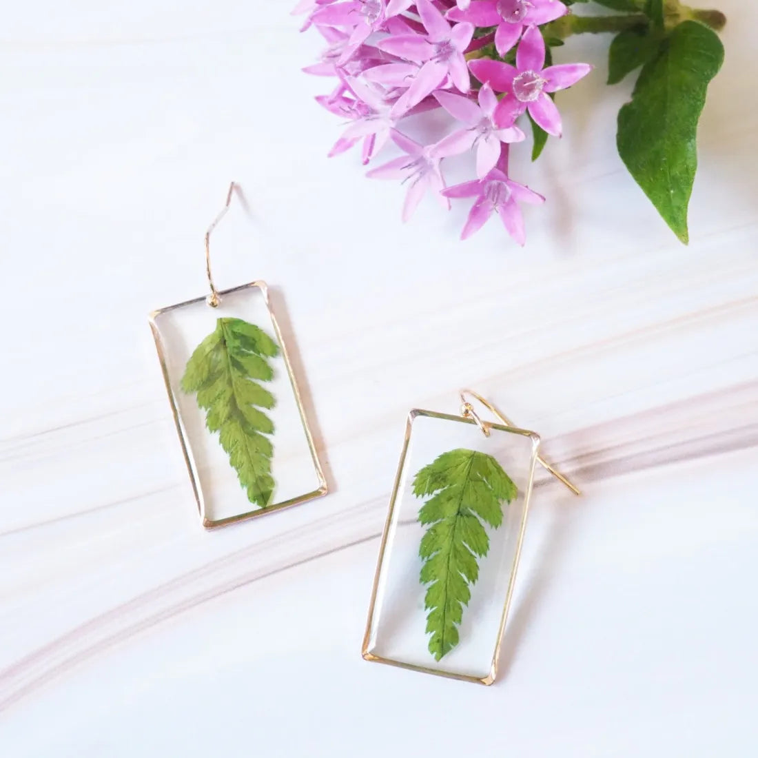 Fern Glass Drop Earrings