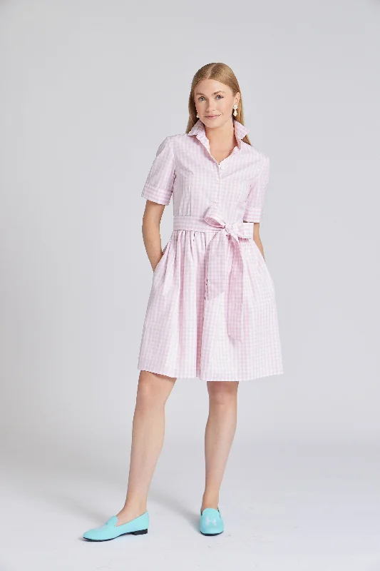 Short Coupe Dress in Pink Gingham