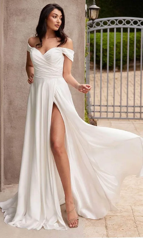 Ladivine 7493W - Off Shoulder Bridal Dress