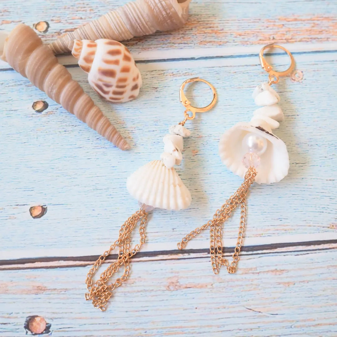 Ocean Dream Seashell Huggie Earrings