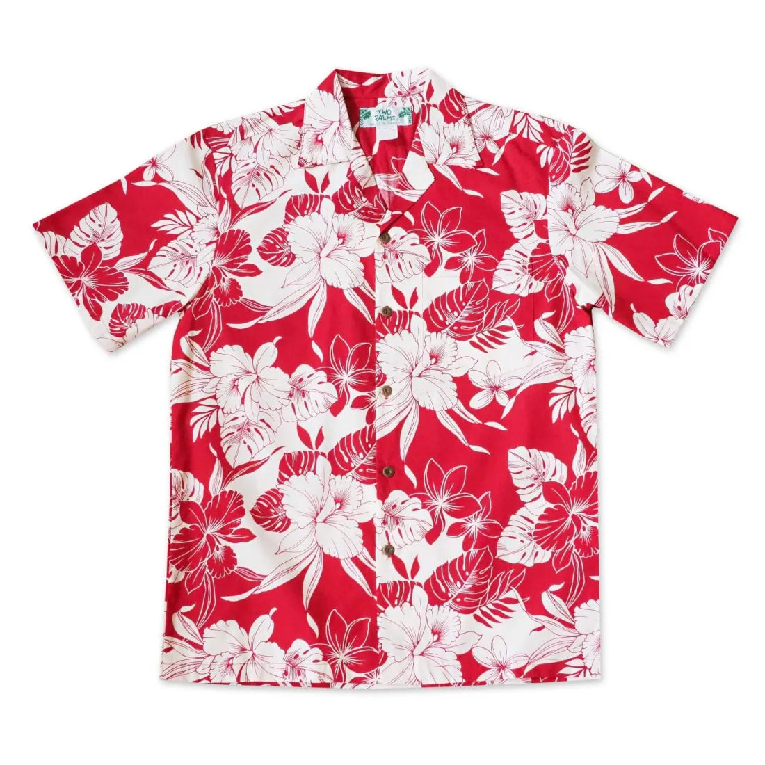 Orchid Blast Red Hawaiian Cotton Shirt