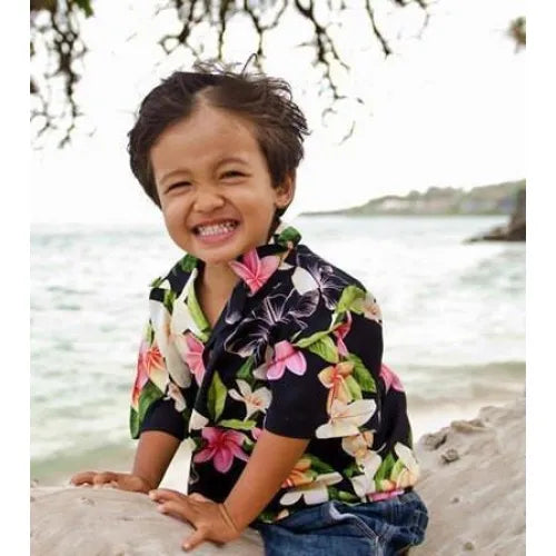 Pebble Black Hawaiian Boy Shirt