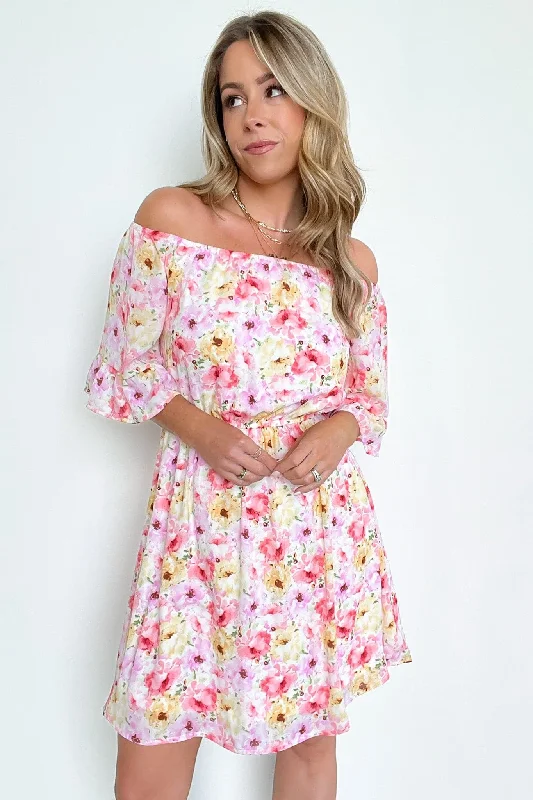 Perfect Choice Floral Off Shoulder Ruffle Dress - FINAL SALE