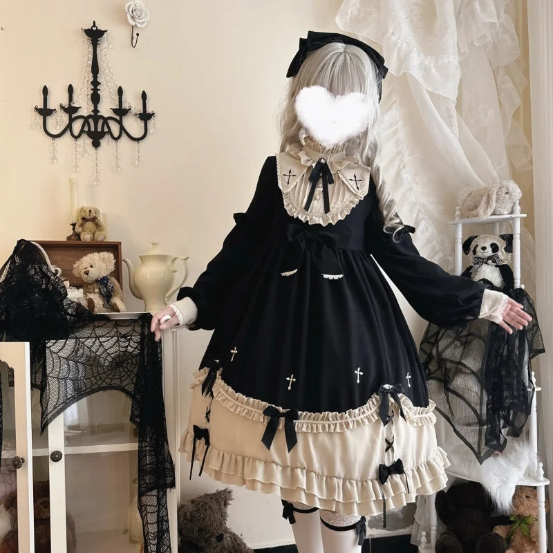 Niu Niu~Plus Size Lolita OP Dress Vintage Lolita Winter Dress