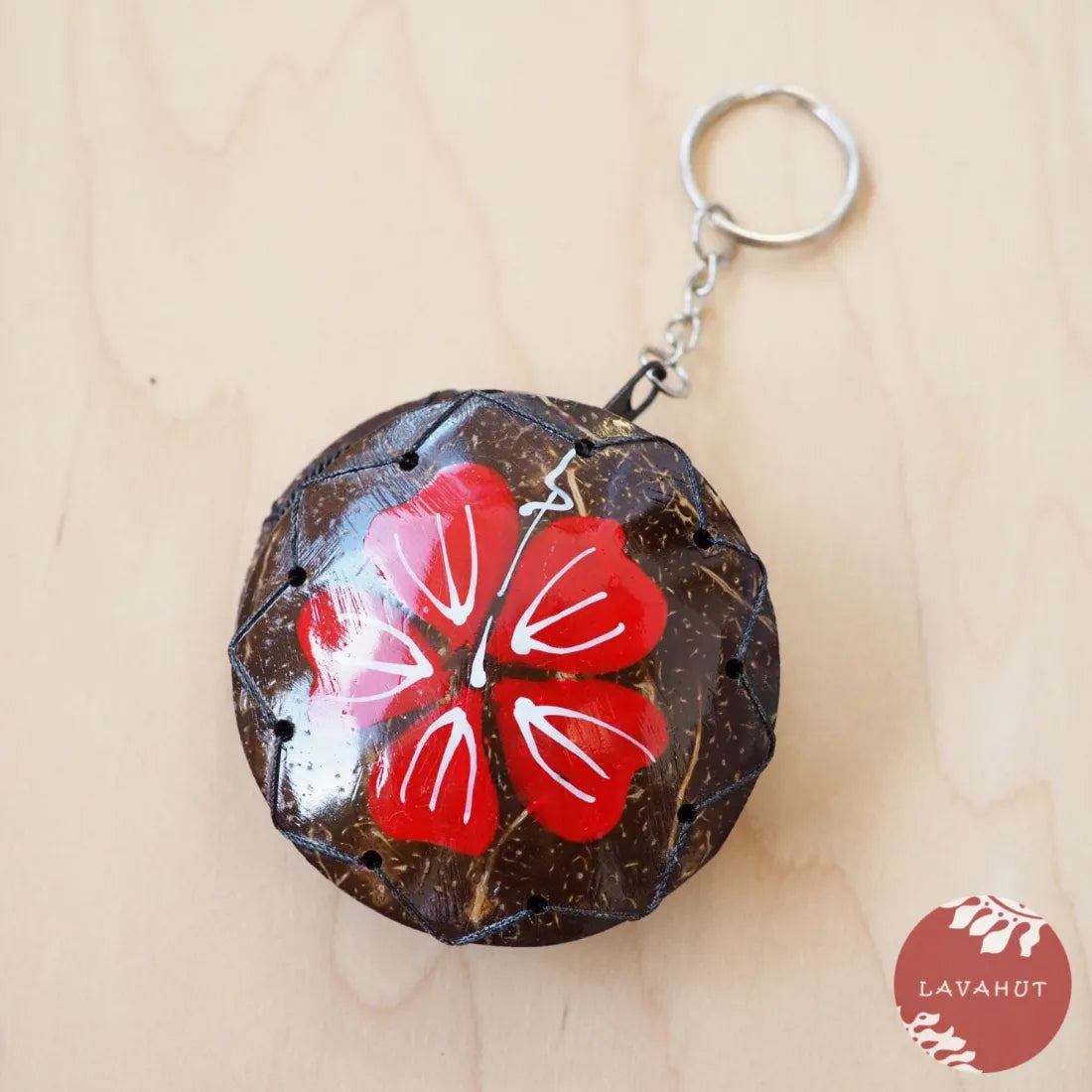 Red Hibiscus Coconut Coin Purse + Keychain