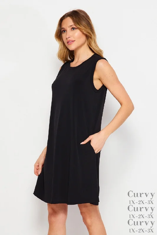 Solid Round Neck Dress