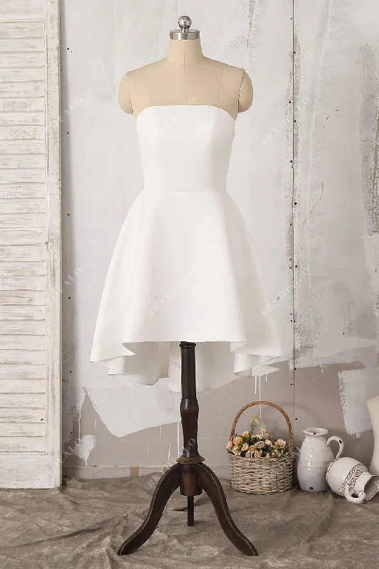 Simple Strapless Short Hi-Lo Informal Bridal Shower Dress