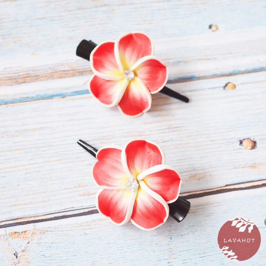 Twinkle Red Plumeria Mini Hair Clip