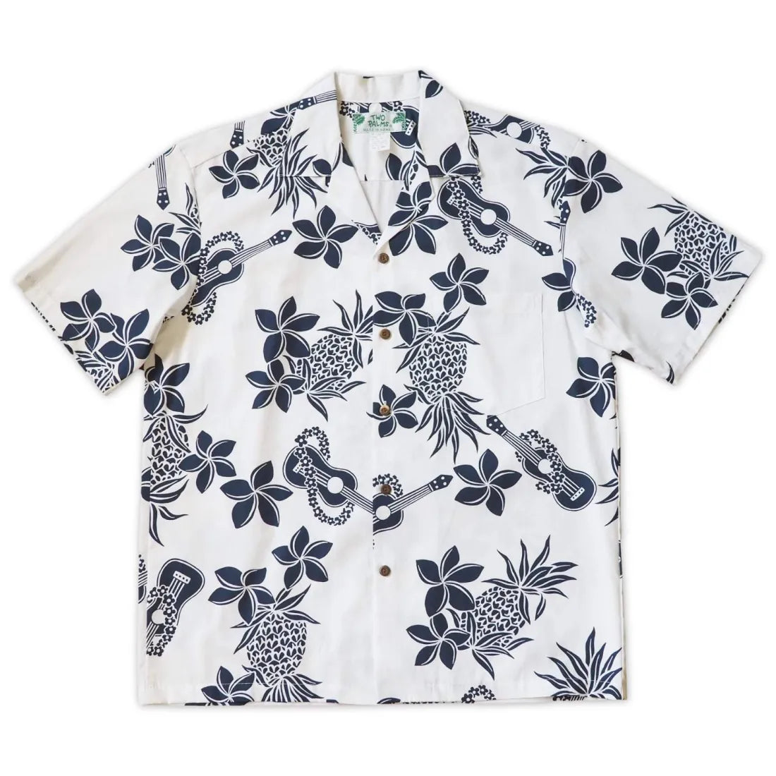 Ukulele Fun White Hawaiian Cotton Shirt