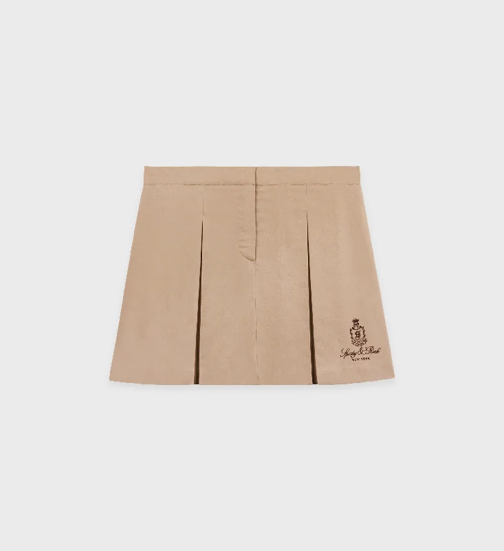 Vendome Box Pleat Skirt - Beige/Chocolate