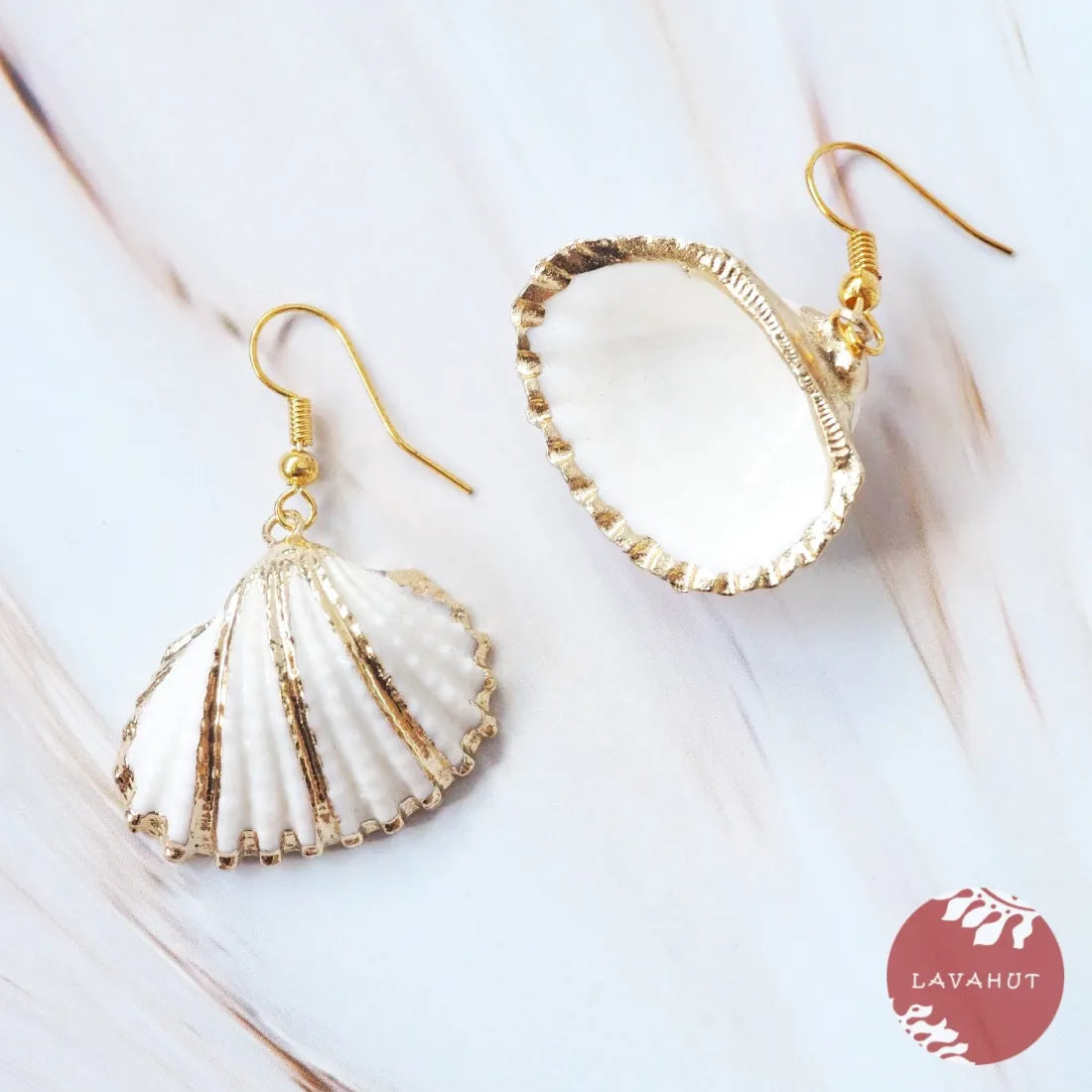 White Ark Seashell Drop Earrings