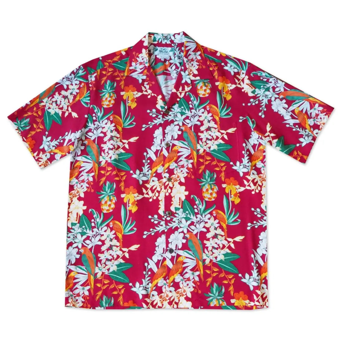 Wild Parrots Red Hawaiian Rayon Shirt