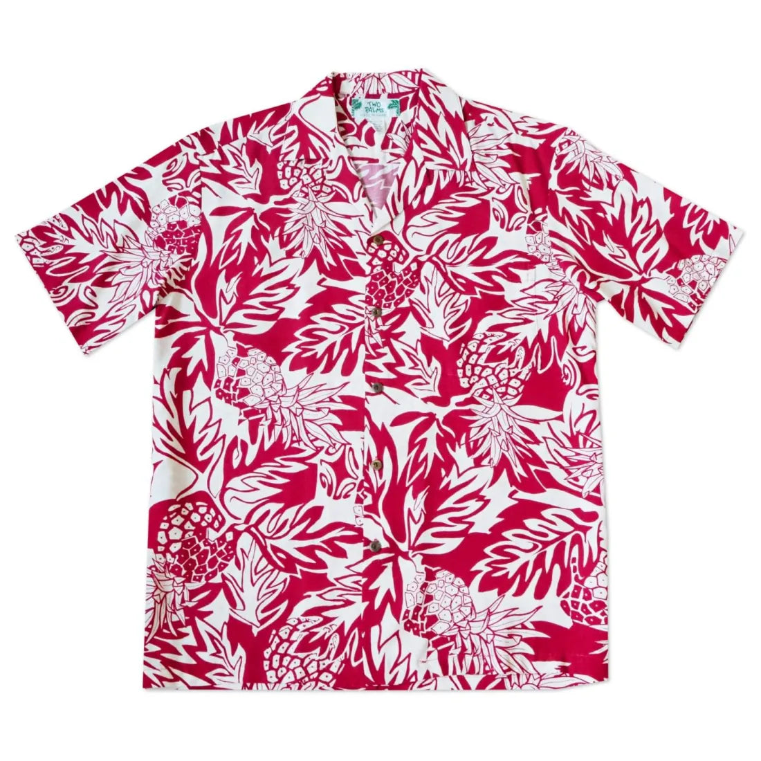 Wild Pineapple Red Hawaiian Rayon Shirt