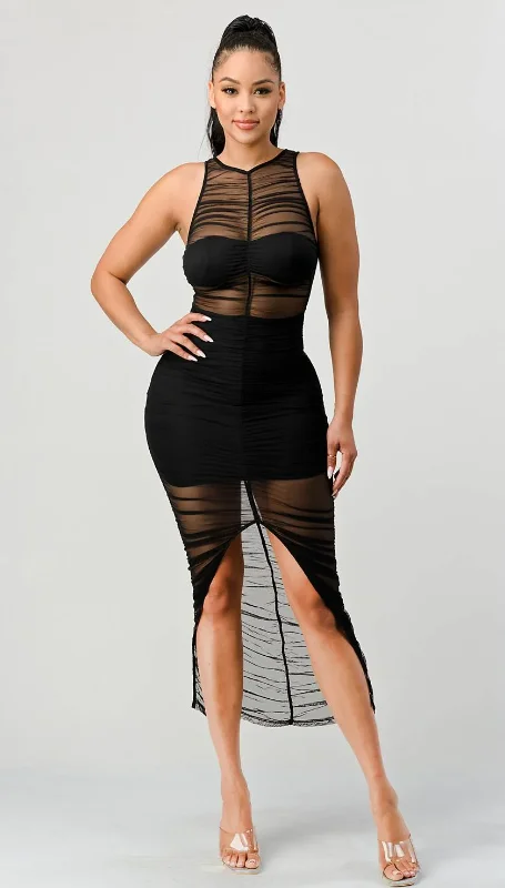 Lux See-Thru Mesh Bodycon Dress Privy 72949