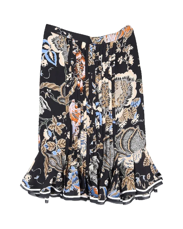 Tory Burch Louisa Midi Skirt in Multicolor Silk