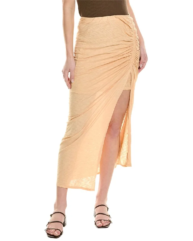 Stateside Slub Jersey Shirred Midi Skirt