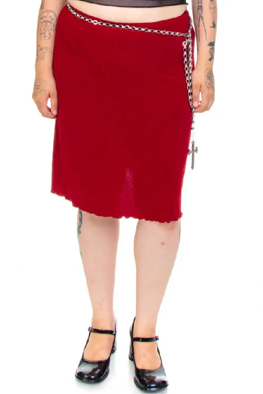 Vintage Y2K Cranberry Midi Skirt - XL/2X